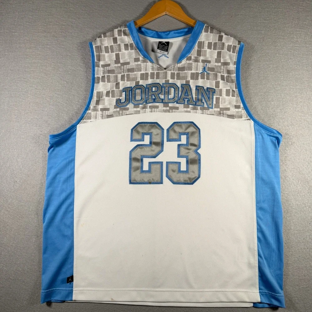 Jordan Mens XXL Blue White 23 Basketball Jersey Dri-FIT Sleeveless Mesh Top